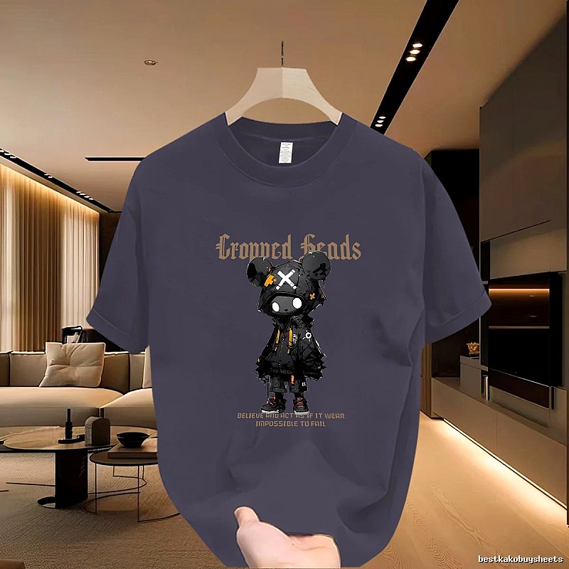 Crowned Heads Mechanical Bear Street Style Charcoal Gray T-Shirt