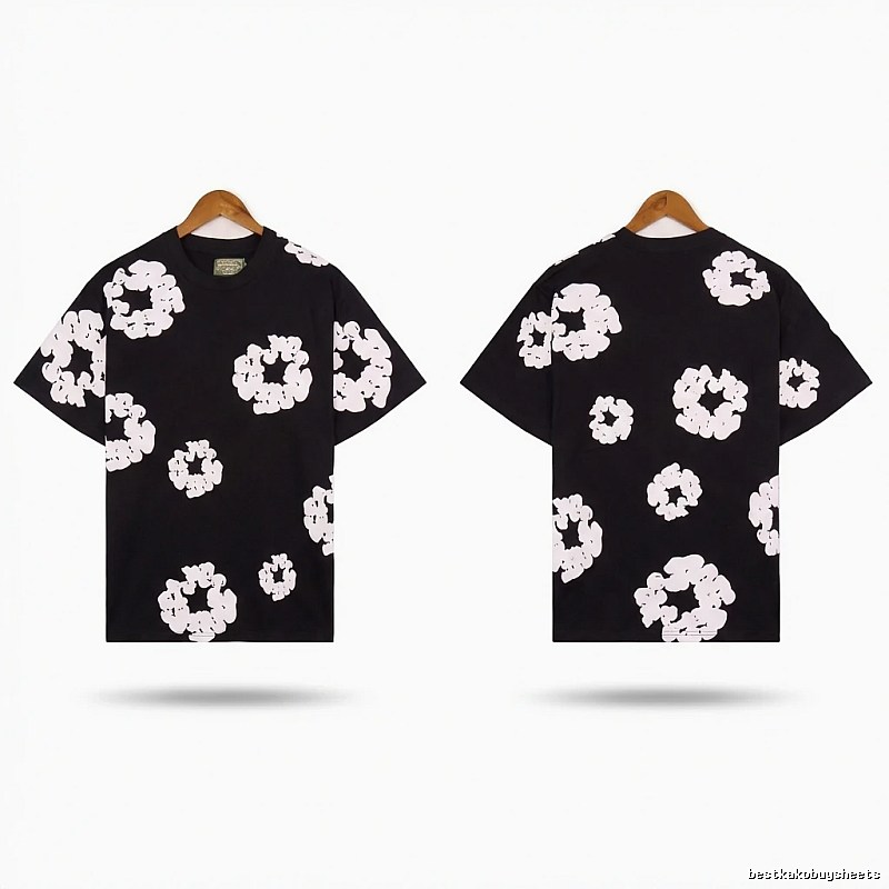 DENIM TEARS Black and White Retro Short-sleeve Shirt