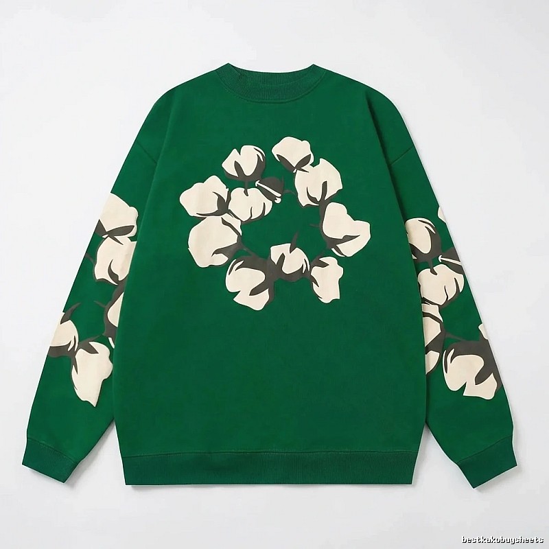DENIM TEARS Cotton Print Green Sweatshirt