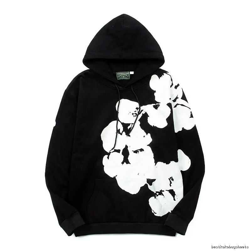 DENIM TEARS Floral Style Black Hoodie