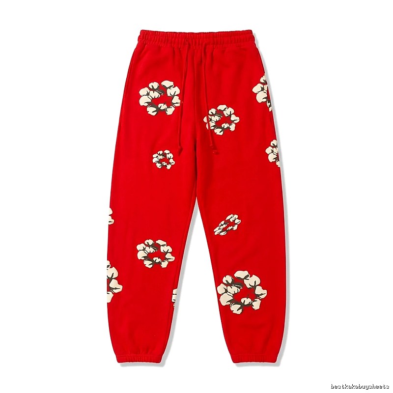 DENIM TEARS Floral Style Red Sweatpants