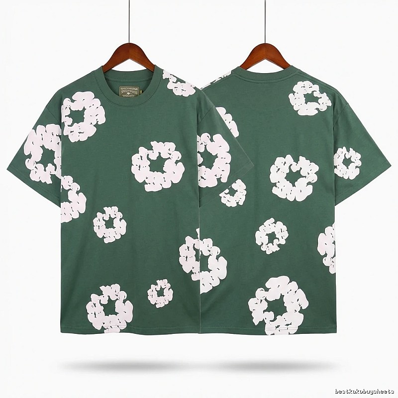 DENIM TEARS retro-style green short-sleeve
