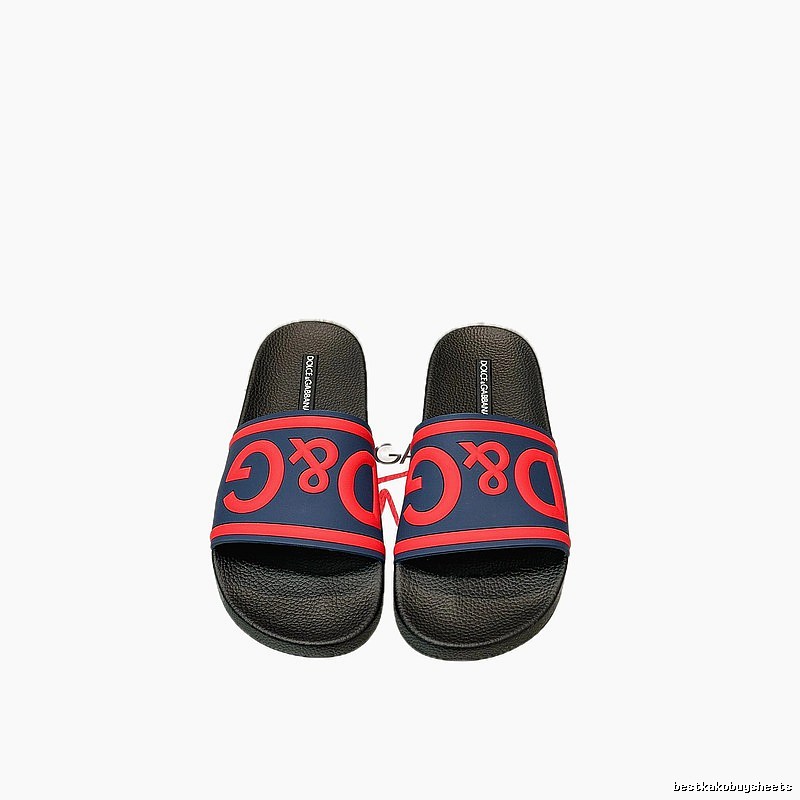 D&G DG Classic Trendy Brand Blue-Red Color-block Slides