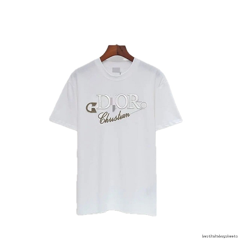Dior Embroidered Light Luxury Style White Short-sleeve T-shirt