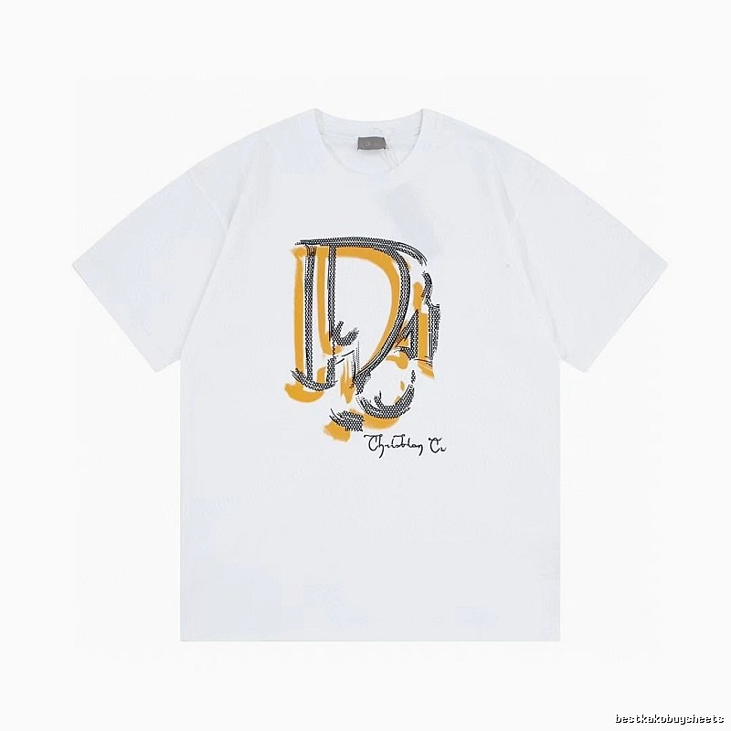 Dior Graffiti Print Casual Style White Short-sleeve T-shirt