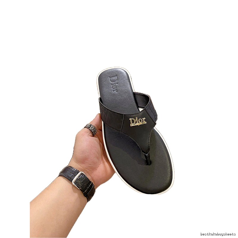 Dior Light Luxury Casual Style Black Flip-Flops