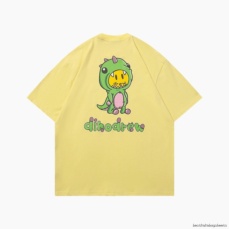 DREW Dinosaur Print Street Style Yellow Short-sleeve T-shirt