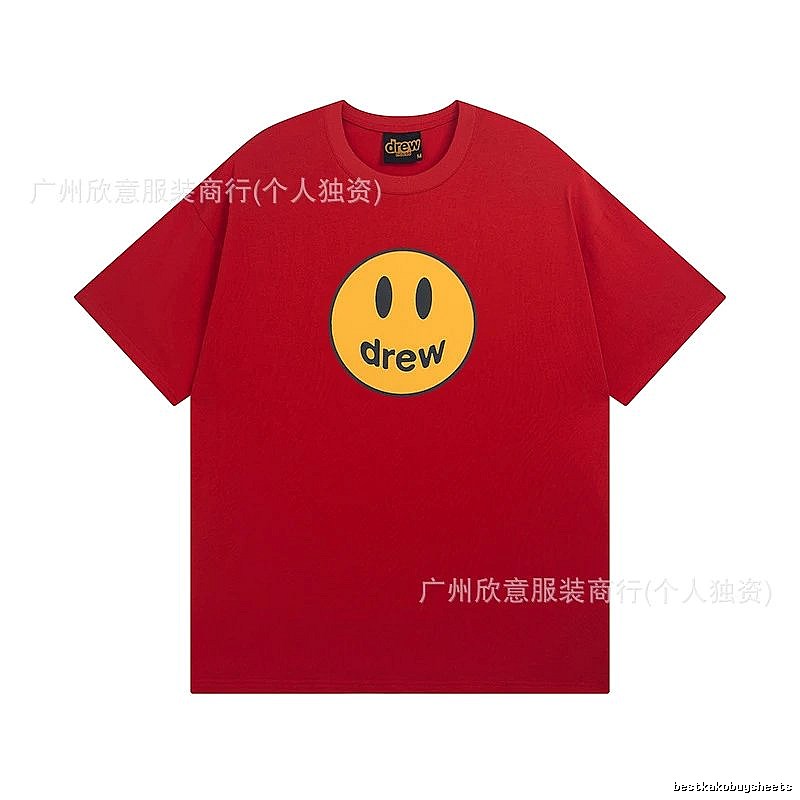 DREW Smiley American Street Style Red Short Sleeve T-Shirt
