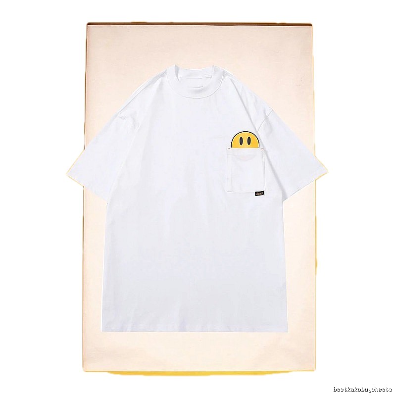 DREW Smiley Face Pocket Street Style White T-Shirt