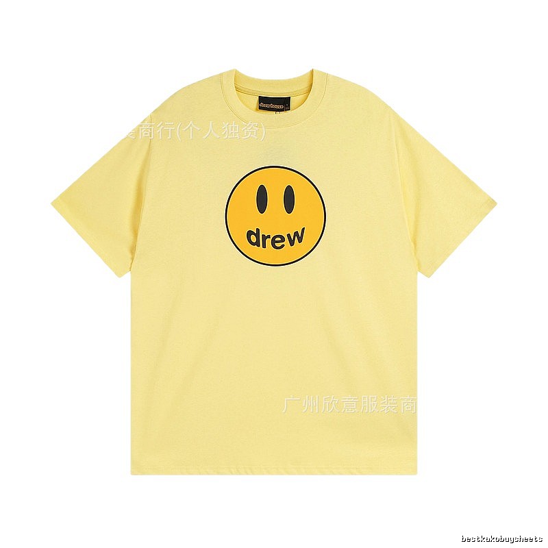 DREW Smiley Face Series Street Style Light Yellow T-shirt