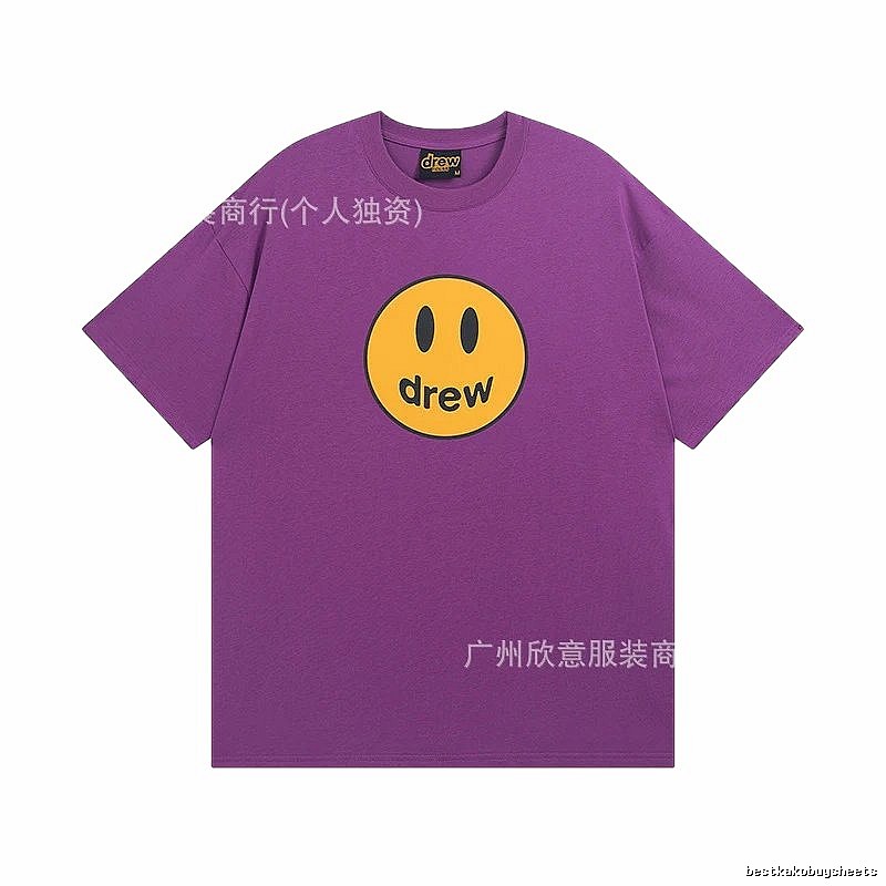 DREW Smiley Face Street Style Purple Short Sleeve T-shirt