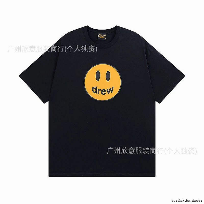 DREW Smiley Street Style Black Short-sleeve T-shirt