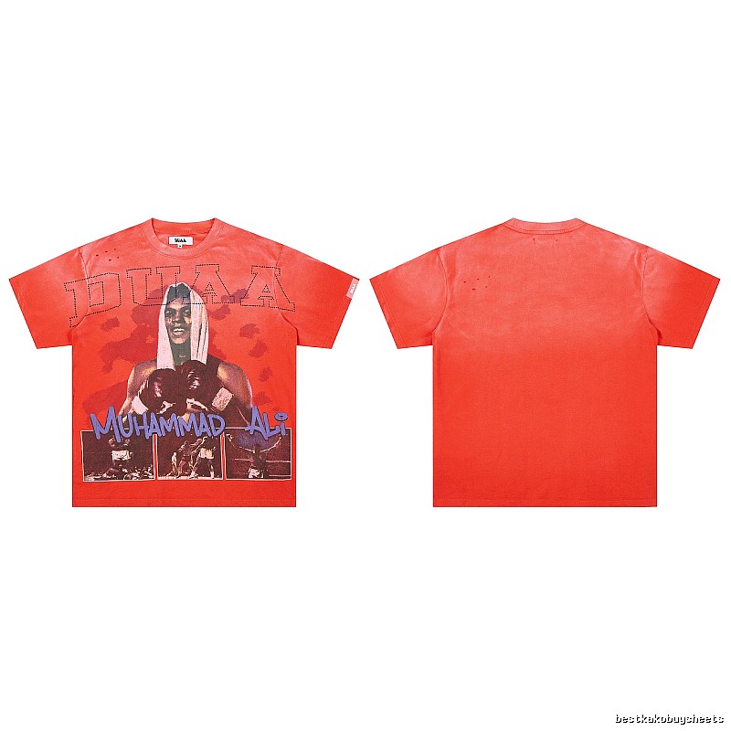 DUAA Ali Print Vintage Style Orange-red T-shirt