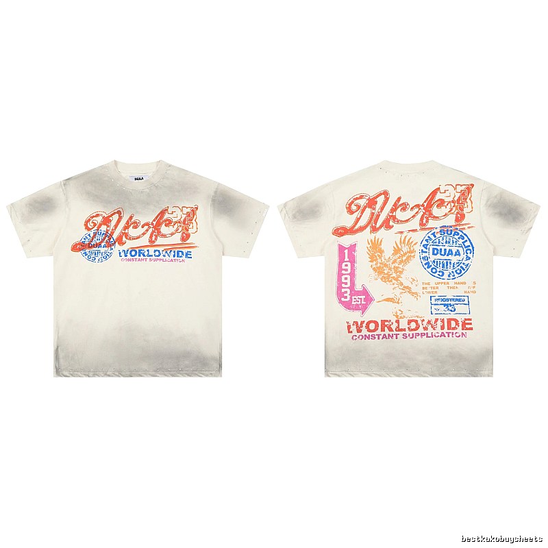 DUAA Falcon Print Vintage Style Off-White T-shirt
