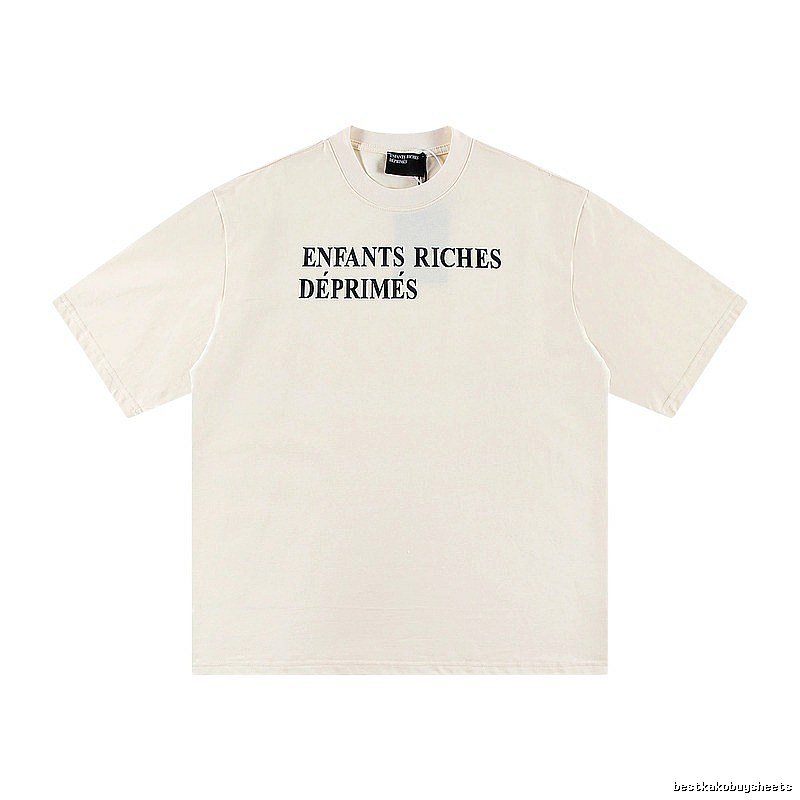 ERD Letter Print Minimalist Style Off-white Short-sleeve T-shirt