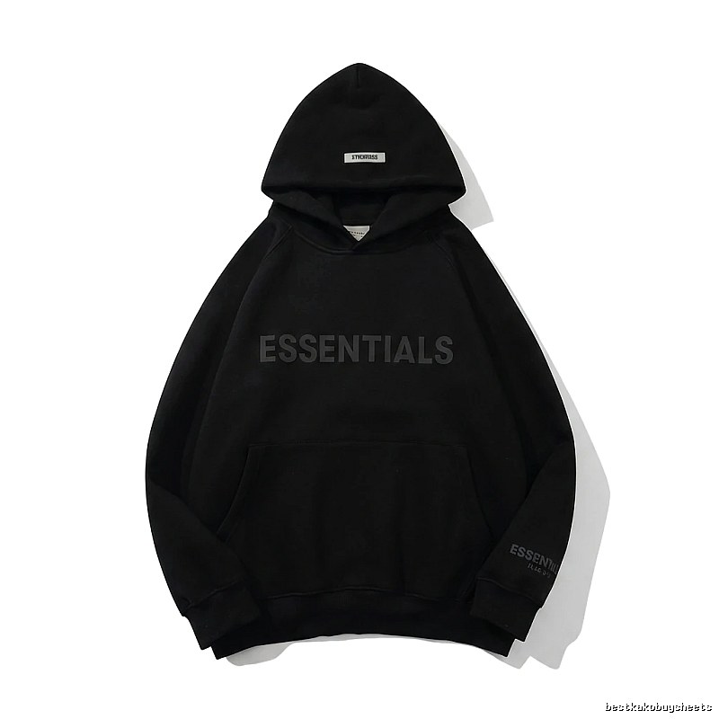 ESSENTIALS minimalist style black hoodie
