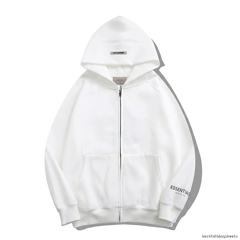 ESSENTIALS minimalist style white hoodie