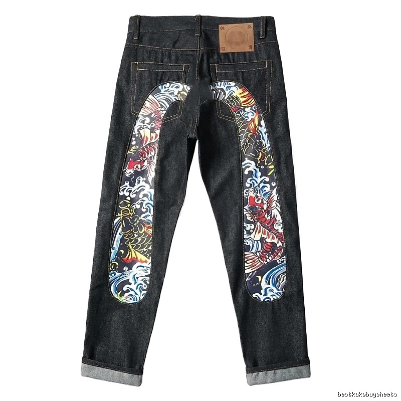EVISU Koi Carp Trendy Black Jeans