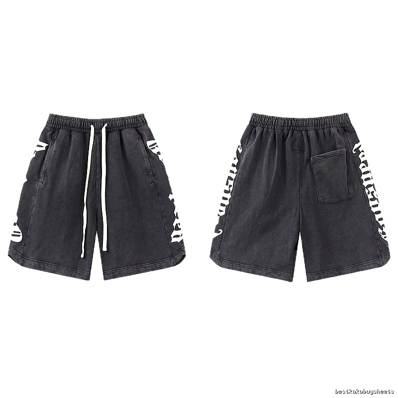 Godspeed Gothic Print Street Style Charcoal Black Shorts