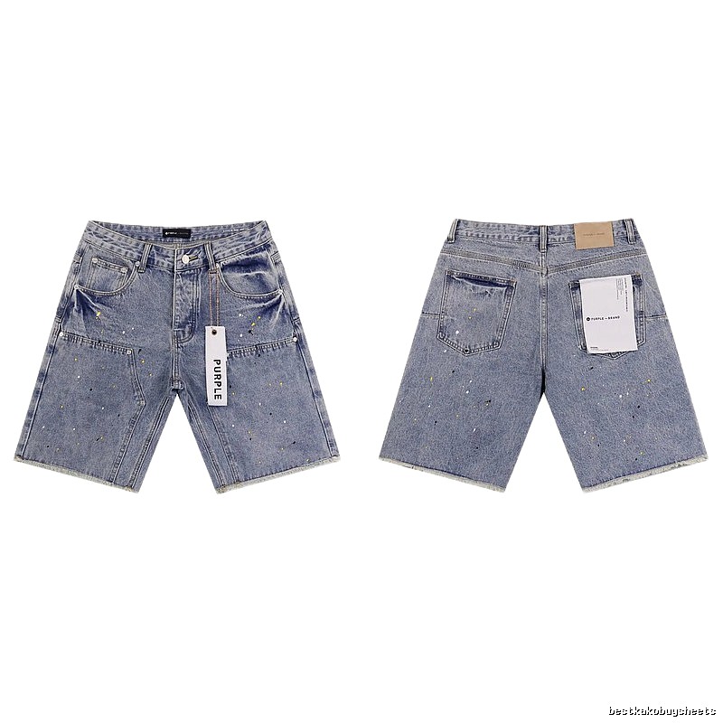 Godspeed Ink-splashing Street Style Light Blue Denim Shorts