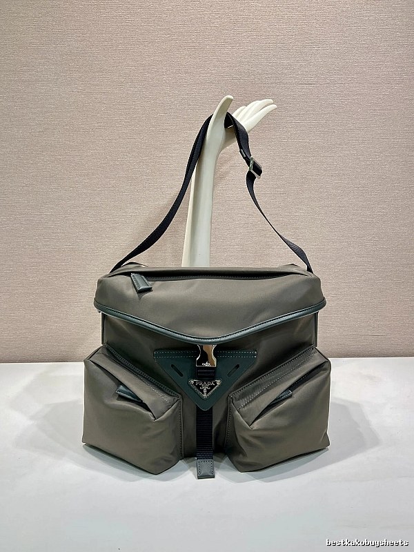 Gray Geometric Shoulder Bag Prada Shoulder Bag for Daily Rotation