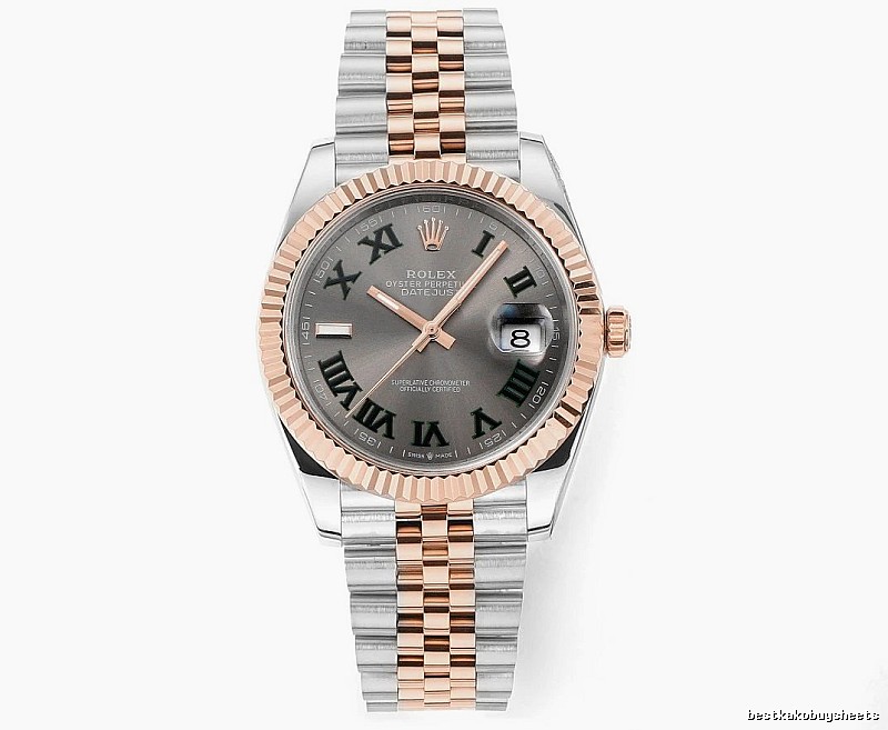 Gray Roman Dial Two-Tone Datejust Watch by Rolex - Occasion