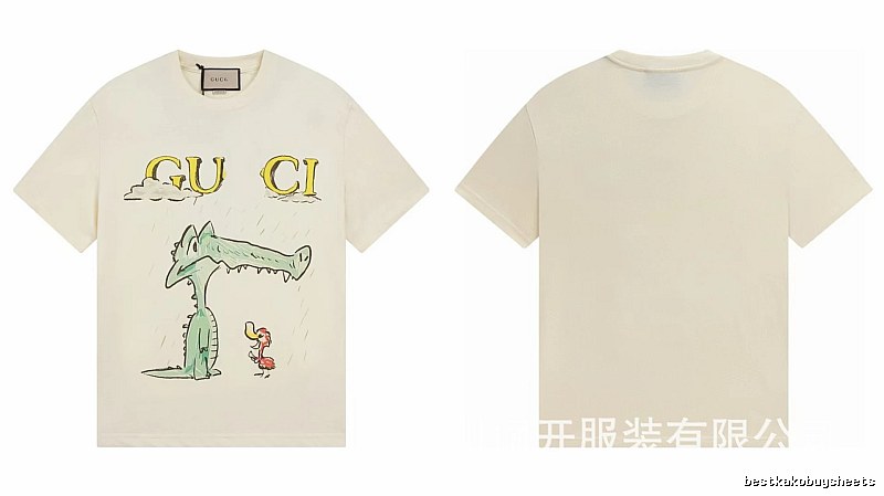 Gucci Crocodile Print Childlike Off-white T-Shirt