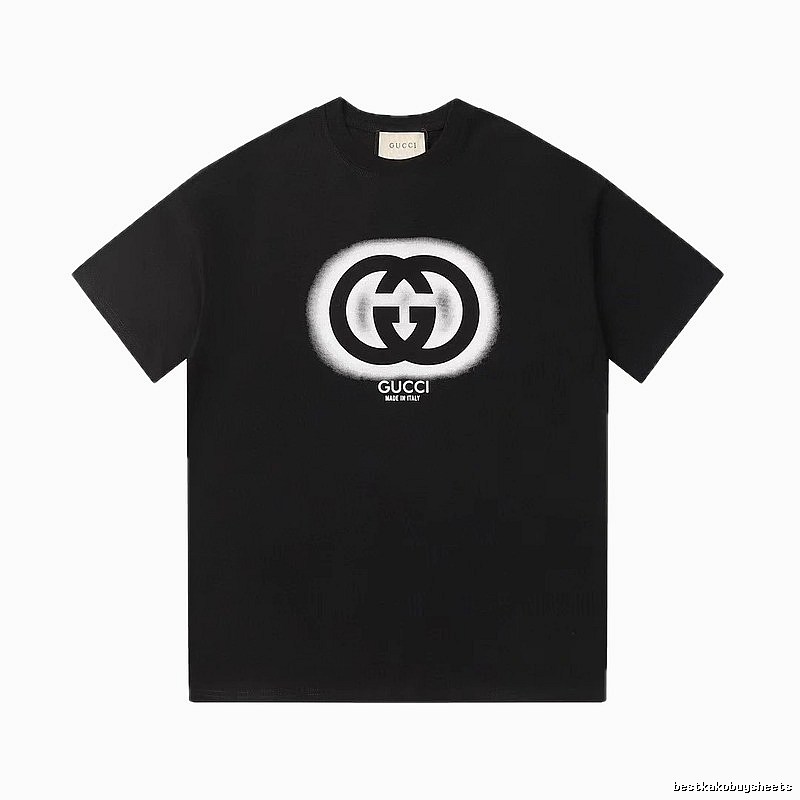 Gucci Double G Print Vintage Style Black T-Shirt