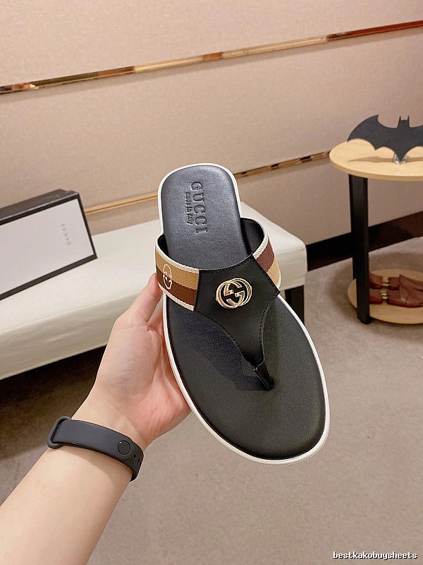 Gucci Double G Webbing Vintage Style Black Flip-Flops
