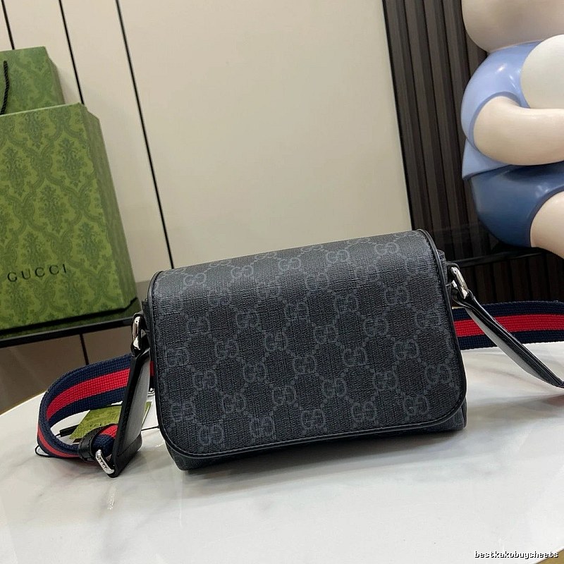 Gucci GG flap shoulder bag Black Compact Boxy Web