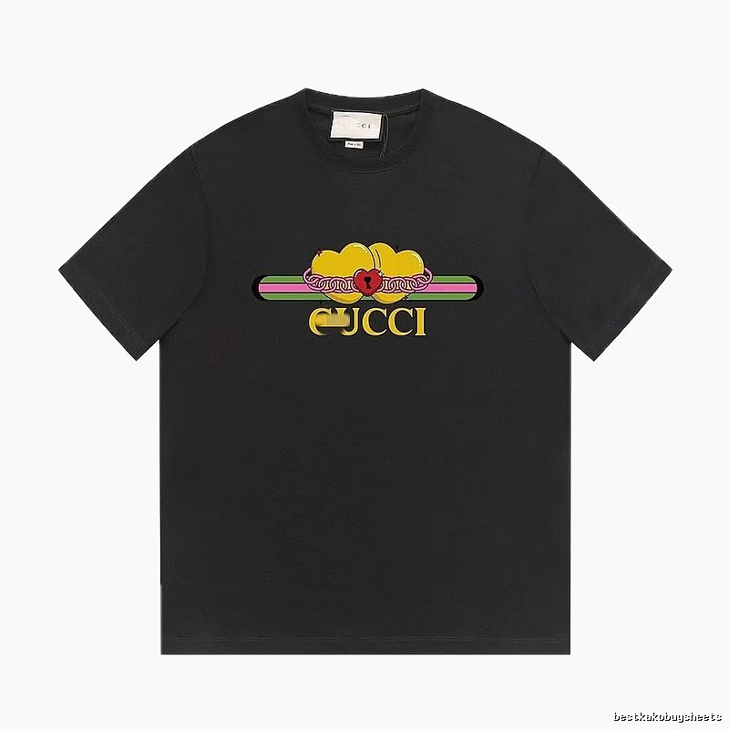 Gucci Heart Print Trendy Black Short-sleeved T-shirt