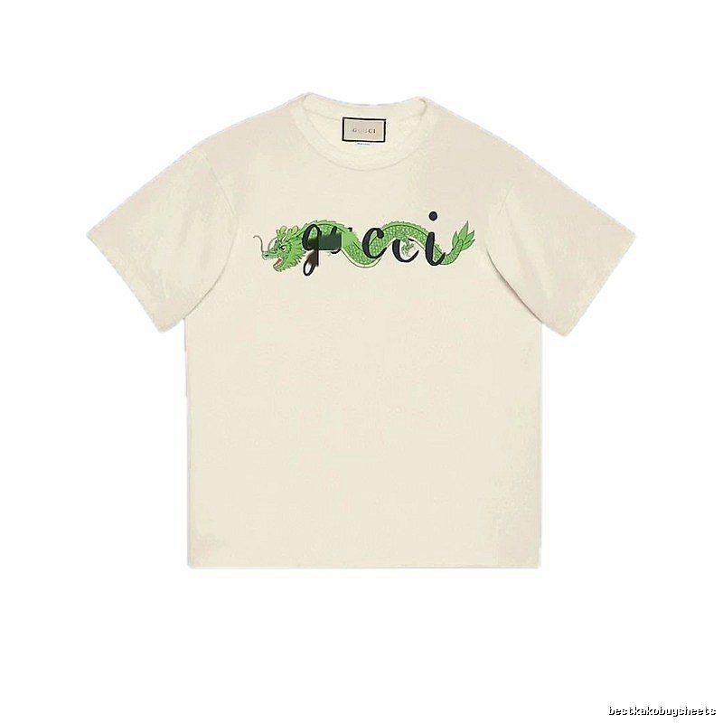 Gucci Year of the Dragon Collection Vintage Style Off-White Short Sleeve T-Shirt
