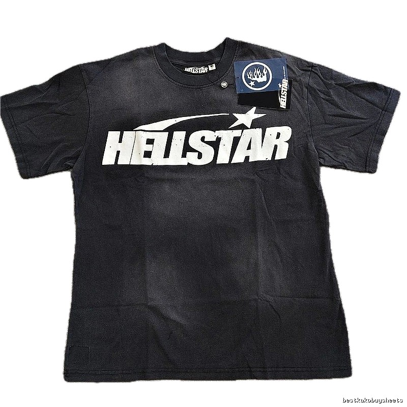 Hellstar Classic Logo Street Style Distressed Black T-Shirt