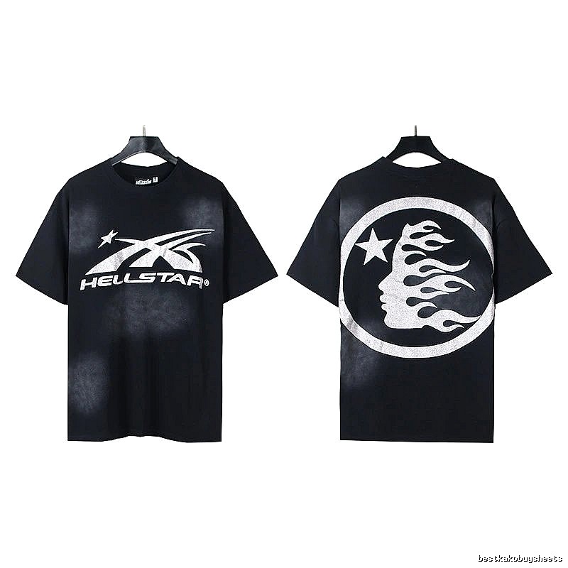 Hellstar Flame Print Street Style Black T-Shirt