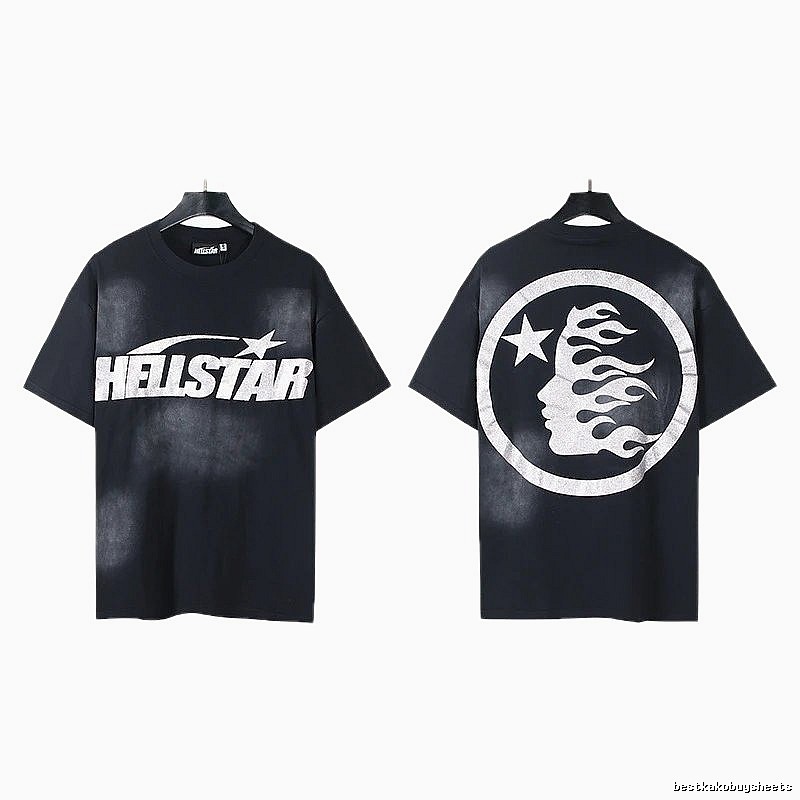 Hellstar Flame Print Street Style Black T-Shirt