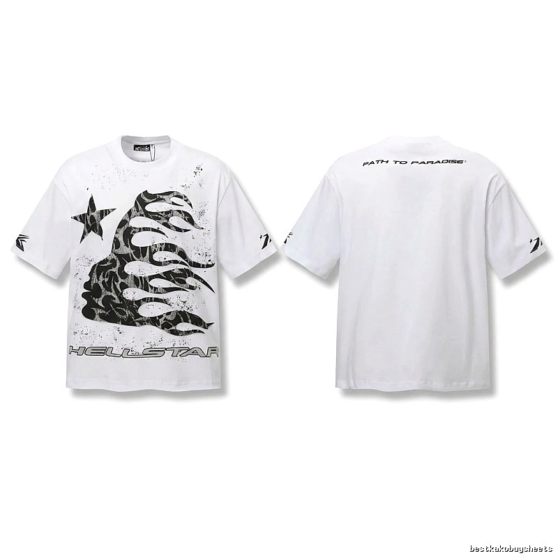 Hellstar Flame Print Style White T-shirt