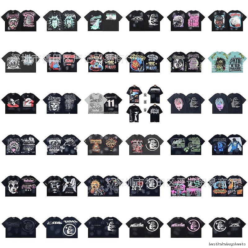 Hellstar Graffiti Collection Street Style Black Short Sleeve T-Shirt