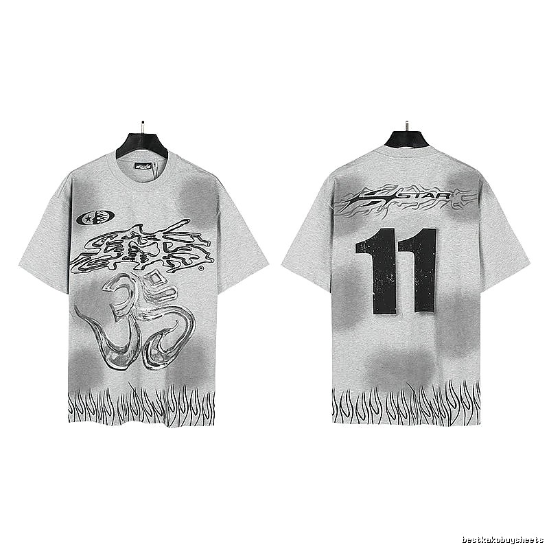 Hellstar No.11 Flame Street Style Gray T-Shirt
