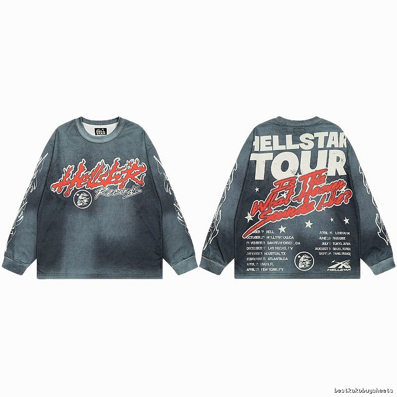 Hellstar Tour Vintage Street Washed Grey Long Sleeve Shirt