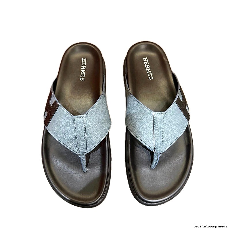 Hermès Classic Casual Style Grey-blue Flip-flops