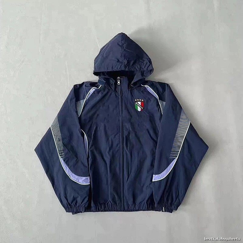 Italy Travel Soccer windbreaker jacket Black Hooded Jacket with Modern Look