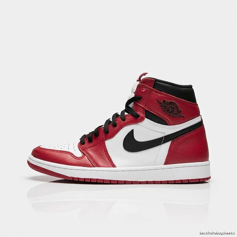 Jordan AJ1 High-Top Red, White and Black Athletic Shoes
