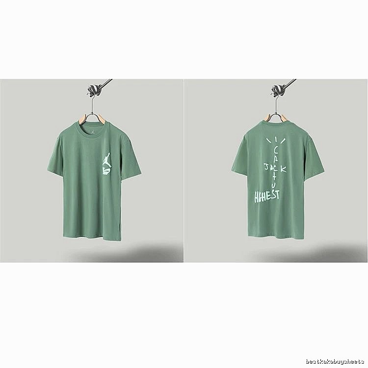 Jordan x Travis Scott Co-branded Street Style Pea Green T-Shirt