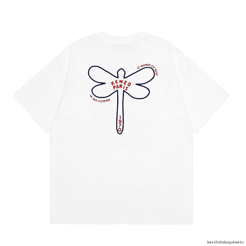 KENZO Dragonfly Print Casual White T-Shirt