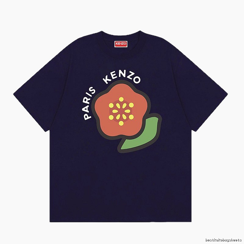 KENZO Parisian Floral Casual Navy Blue Short Sleeve T-Shirt