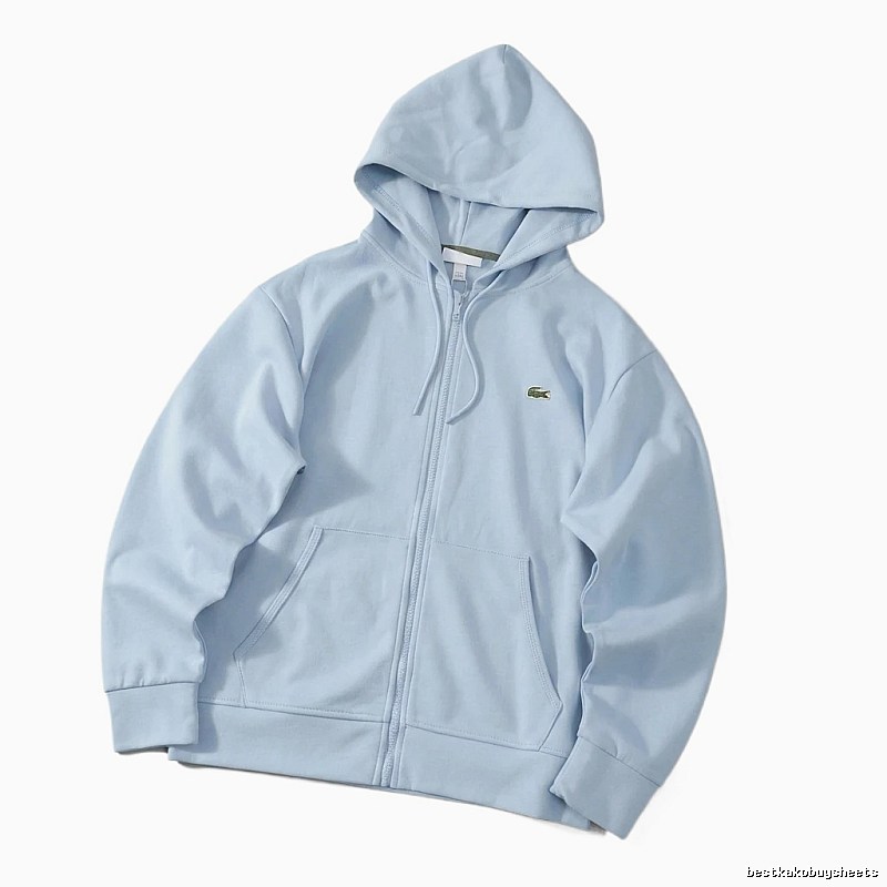 Lacoste simple style light blue hoodie