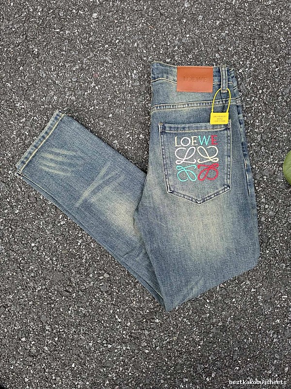 LOEWE Multicolor Emblem And Vintage-Inspired Fading Logo Pocket Jeans for casual