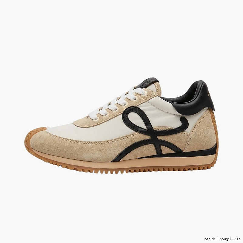 LOEWE retro-style black and brown color-blocking sneakers