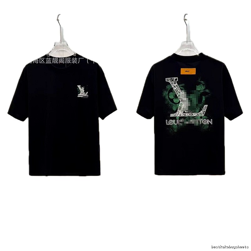 Louis Vuitton Letter Print Trendy Black Short-sleeve T-shirt