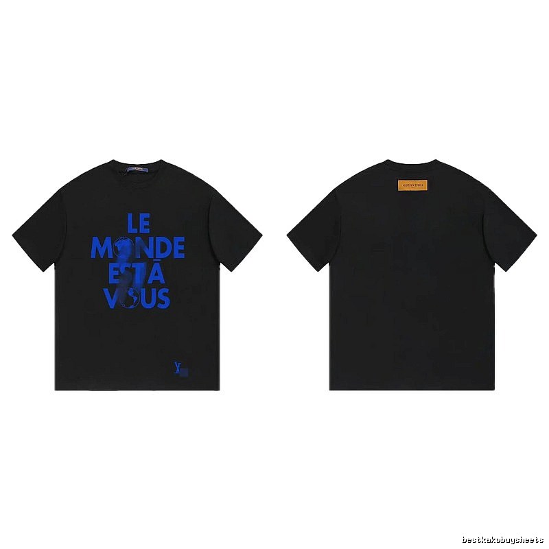 Louis Vuitton Letter Print Trendy Cool Black T-Shirt